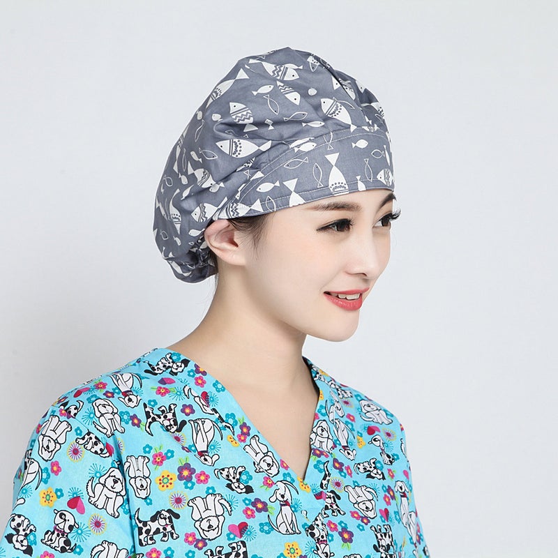Sweat Absorbing Hat Fashion Elastic Strap Fish Printed Cotton Work - Image 2