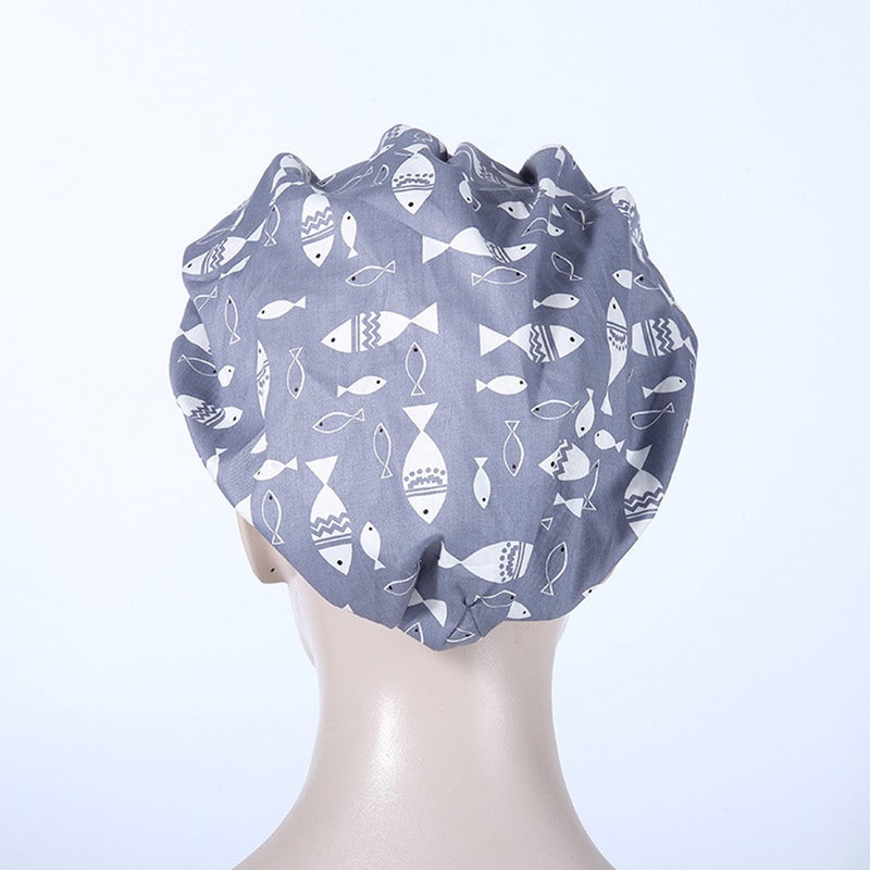 Sweat Absorbing Hat Fashion Elastic Strap Fish Printed Cotton Work - Image 3
