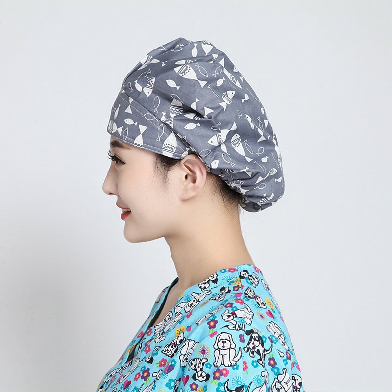 Sweat Absorbing Hat Fashion Elastic Strap Fish Printed Cotton Work - Image 1