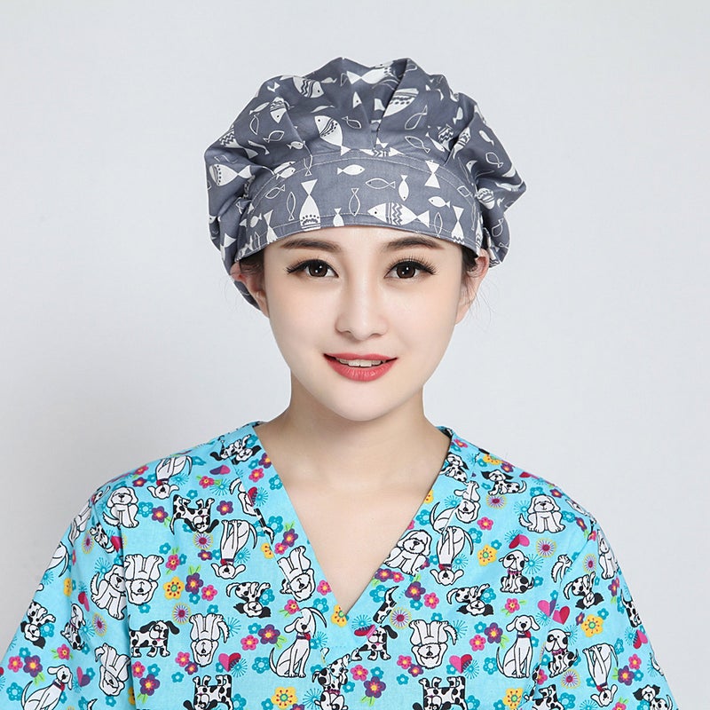 Sweat Absorbing Hat Fashion Elastic Strap Fish Printed Cotton Work - Image 4