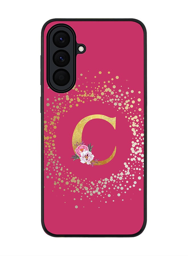 For Samsung Galaxy A57 Case,Slim fit Camera Protection, Shockproof Thin Phone cover  - Custom Monogram Floral - C ( Deep Pink )
