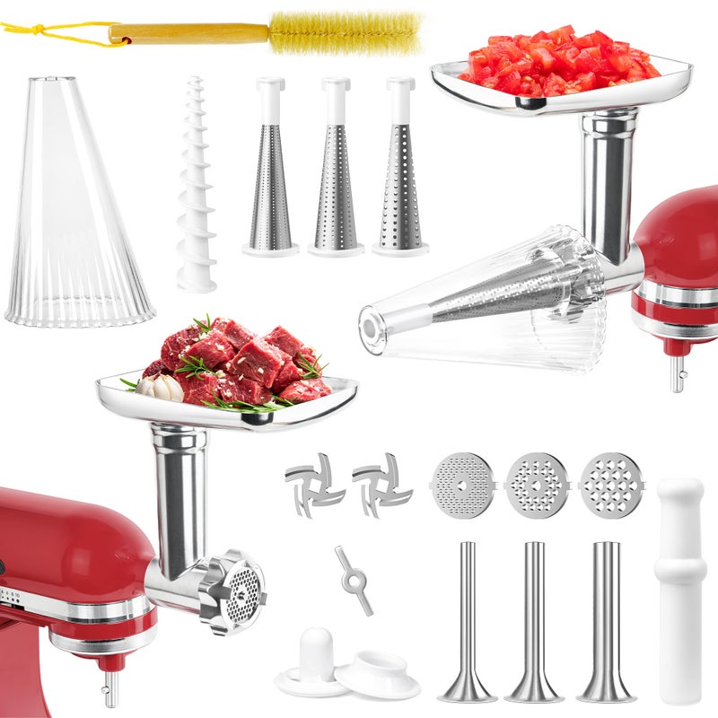 GLINK Fruit and Vegetable Attachment Strainer Set with Meat Grinder for Kitchenaid Stand Mixer Fruits Juicer Vegetables Strainer Attachment and Sausage Stuffer Tubes for Kitchenaid Mixer Attachments - Image 2