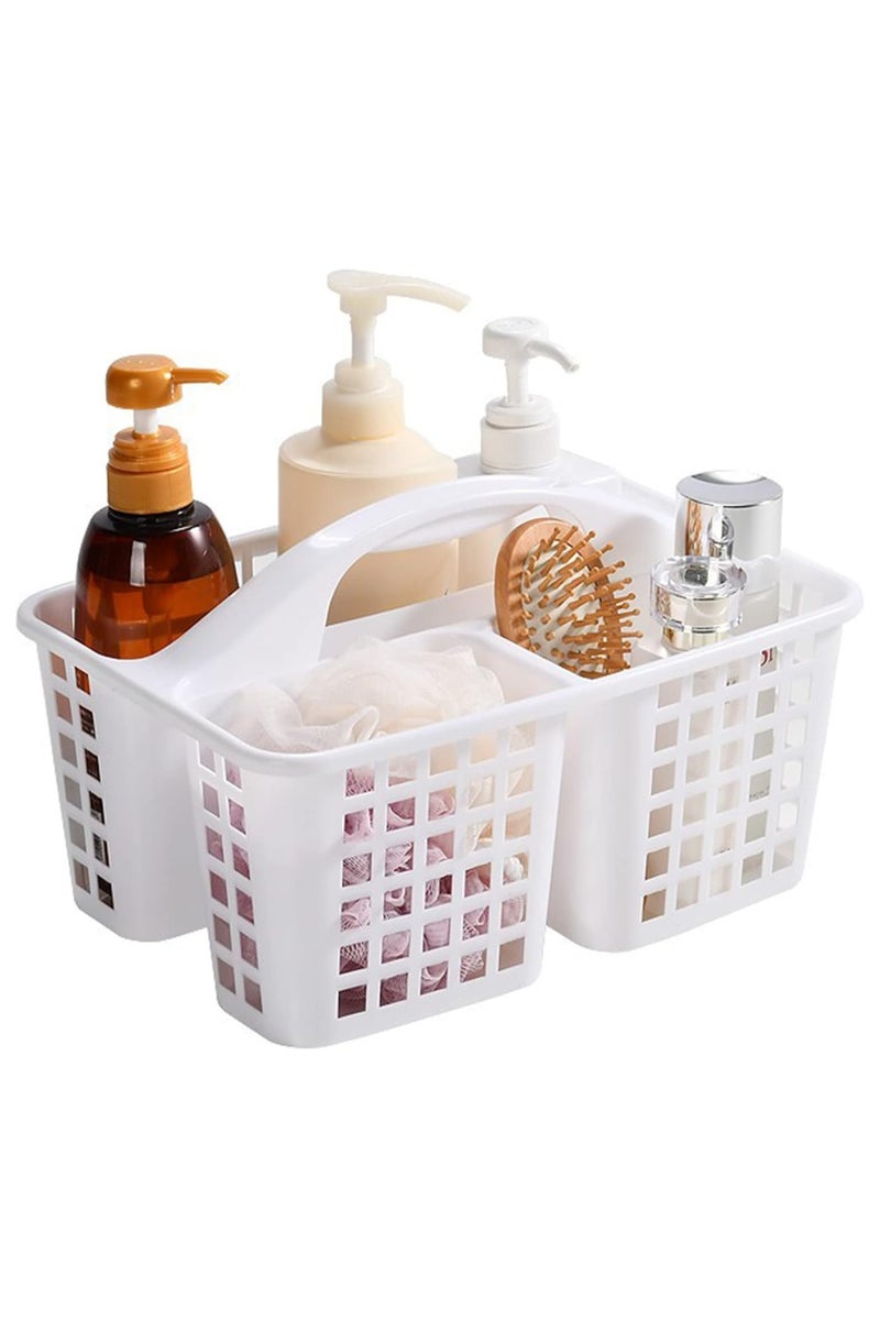 JoyousSto Portable Shower Caddy Basket with Compartments Cleaning Supplies Organizer with Handle Plastic Storage Divided Tool Bin for Bathroom, Bedroom, Kitchen, College Dorm, Garden, Under Sink, White - Image 1