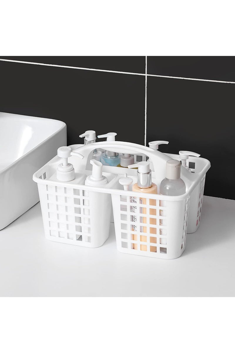 JoyousSto Portable Shower Caddy Basket with Compartments Cleaning Supplies Organizer with Handle Plastic Storage Divided Tool Bin for Bathroom, Bedroom, Kitchen, College Dorm, Garden, Under Sink, White - Image 3