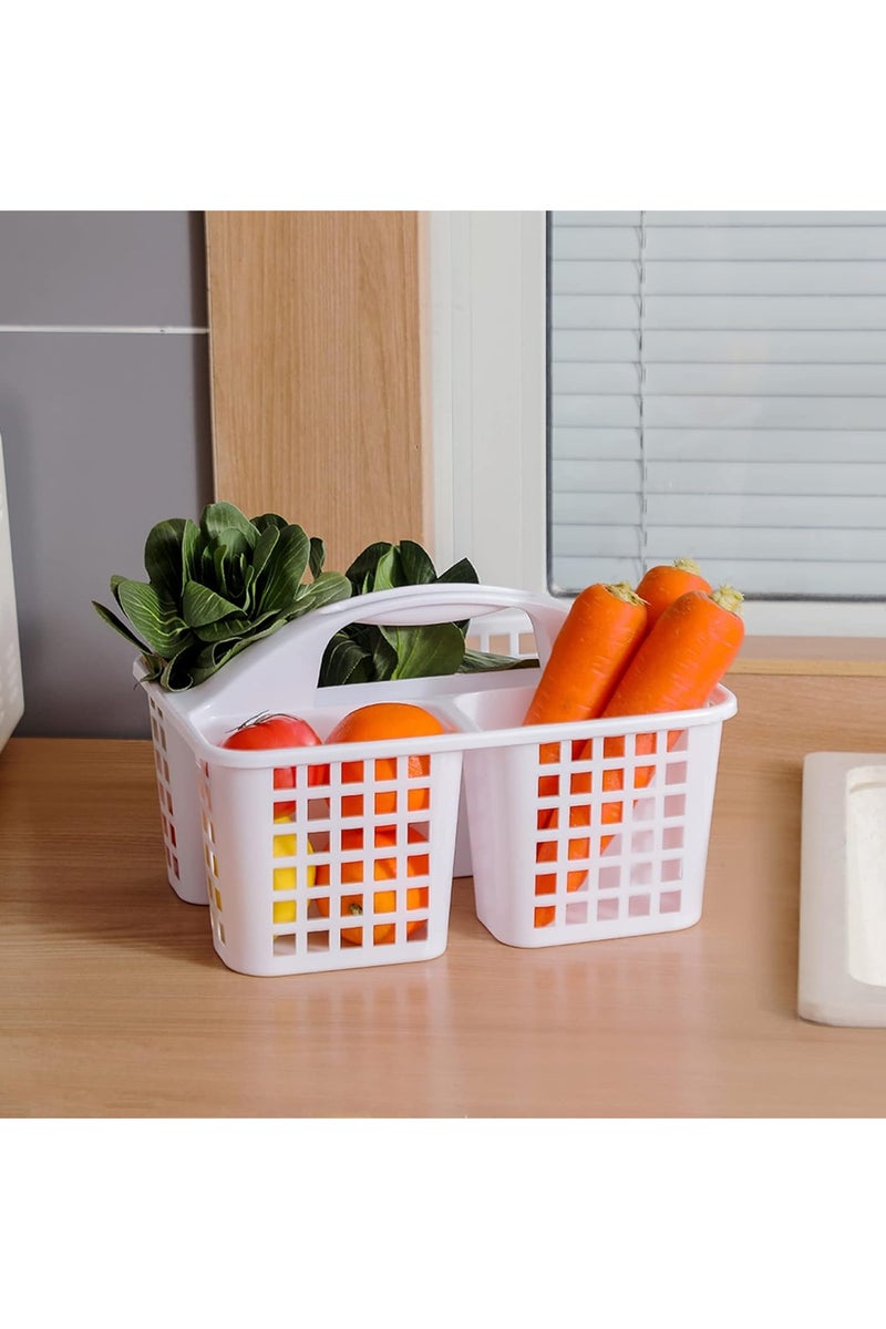 JoyousSto Portable Shower Caddy Basket with Compartments Cleaning Supplies Organizer with Handle Plastic Storage Divided Tool Bin for Bathroom, Bedroom, Kitchen, College Dorm, Garden, Under Sink, White - Image 4