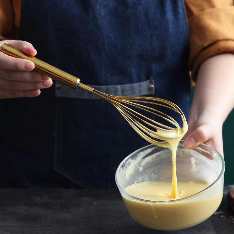 Berglander Gold Whisk Pack of 3 Stainless Steel 8",10",12", Titianium Plating Gold Whisks for Cooking, Beater,Wire Whisk Set Kitchen Wisk (Gold) - Image 5