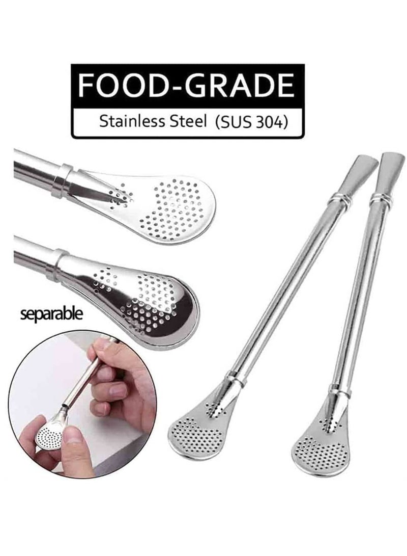 SYOSI Yerba Mate Tea Cup And Bombilla Straw Set 12oz double-wall Stainless Coffee Water Tea Cup Natural Mate Gourd Cup Kit For Yerba Mate Loose Leaf Drinking Easy to Clean - Image 4