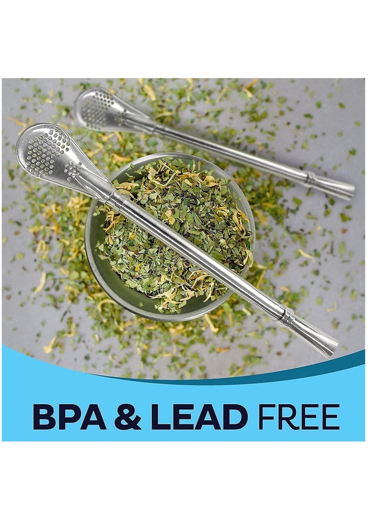 SYOSI Yerba Mate Tea Cup And Bombilla Straw Set 12oz double-wall Stainless Coffee Water Tea Cup Natural Mate Gourd Cup Kit For Yerba Mate Loose Leaf Drinking Easy to Clean - Image 2