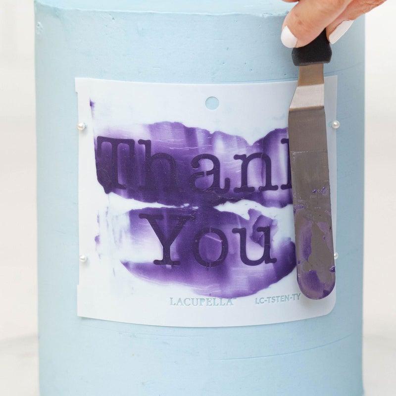 Lacupella Wish Greeting Baking Stencil مع Script Serif Collegiate آلة كاتبة للكعك الكبيرة وحفلات البسكويت والاحتفالات ومجلة الرسم (عيد ميلاد سعيد) - Image 5
