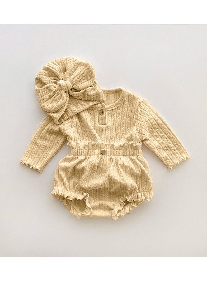 Baby Girl Autumn Knitted Jacquard Long Sleeve T-shirt + Triangle Pants Set - Image 1