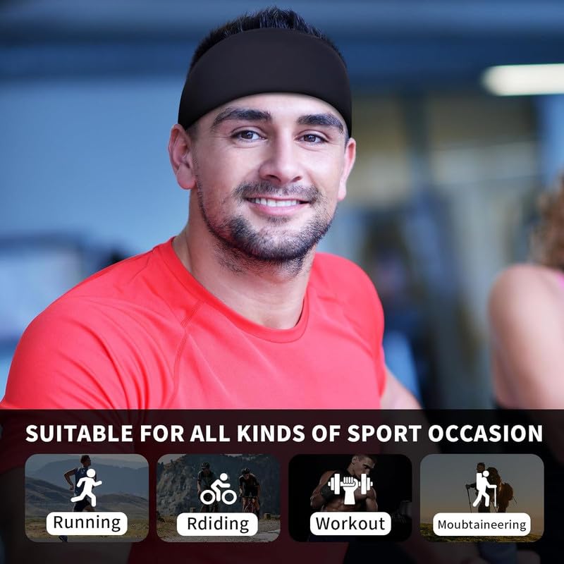 SAM SHOPPY Running Headbands for Men Sweatbands, Synthetic Wide, Moisture Wicking and Non-Slip Exercise Workout Headband for Men and Women, - Image 4