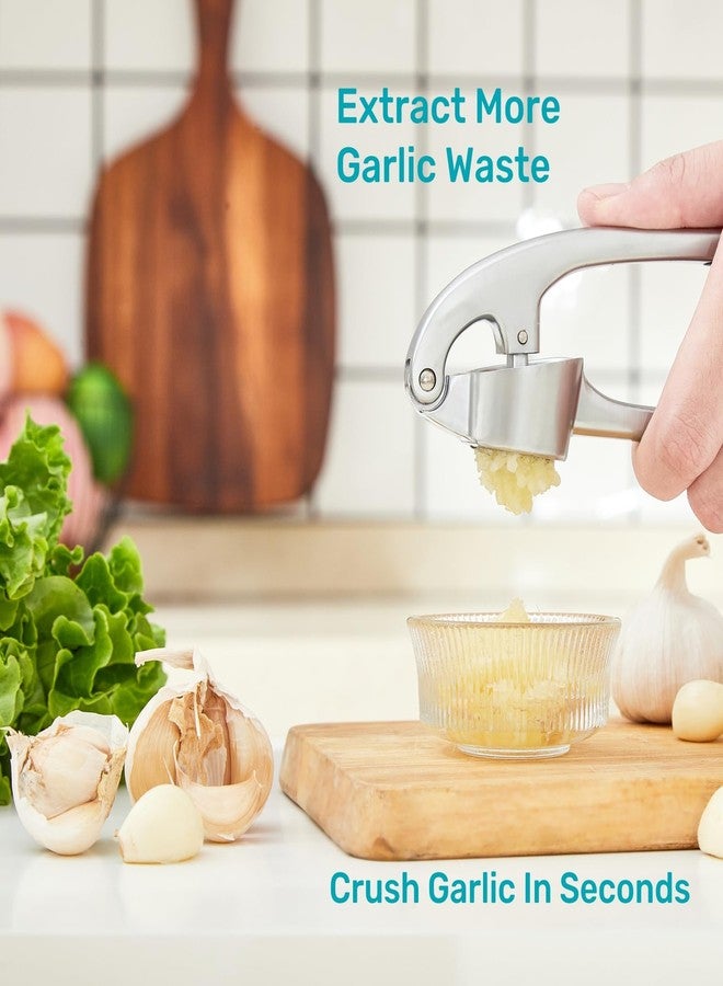 HiramWare Garlic Press, Premium Rust Proof Kitchen Garlic Mincer Slicer Crusher Squeezer with Ergonomic handle, Ginger Crusher with Good Grip, Easy to Clean, Dishwasher Safe - Image 2