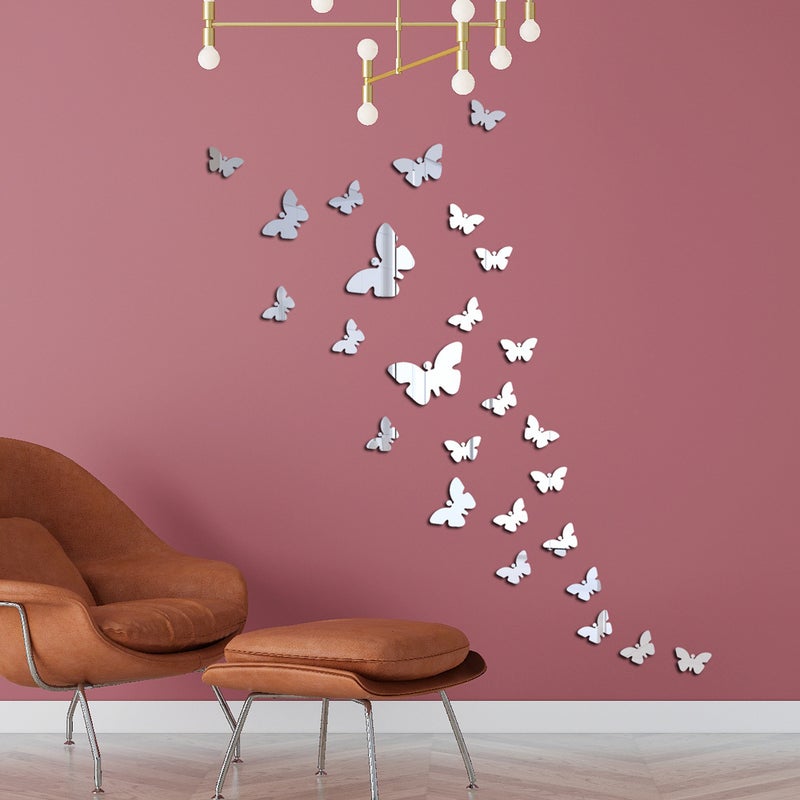 Xn025 Stereo Butterfly Crystal Mirror Wall Stickers Acrylic Mirror Stickers Bedroom Living Room Decorative Stickers 25Pcs - Image 4