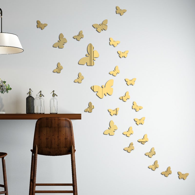 Xn025 Stereo Butterfly Crystal Mirror Wall Stickers Acrylic Mirror Stickers Bedroom Living Room Decorative Stickers 25Pcs - Image 3