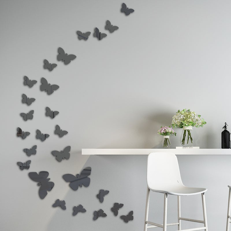 Xn025 Stereo Butterfly Crystal Mirror Wall Stickers Acrylic Mirror Stickers Bedroom Living Room Decorative Stickers 25Pcs - Image 5