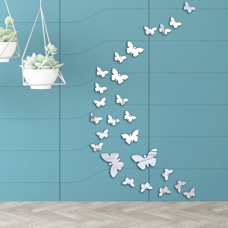 Xn025 Stereo Butterfly Crystal Mirror Wall Stickers Acrylic Mirror Stickers Bedroom Living Room Decorative Stickers 25Pcs - Image 2
