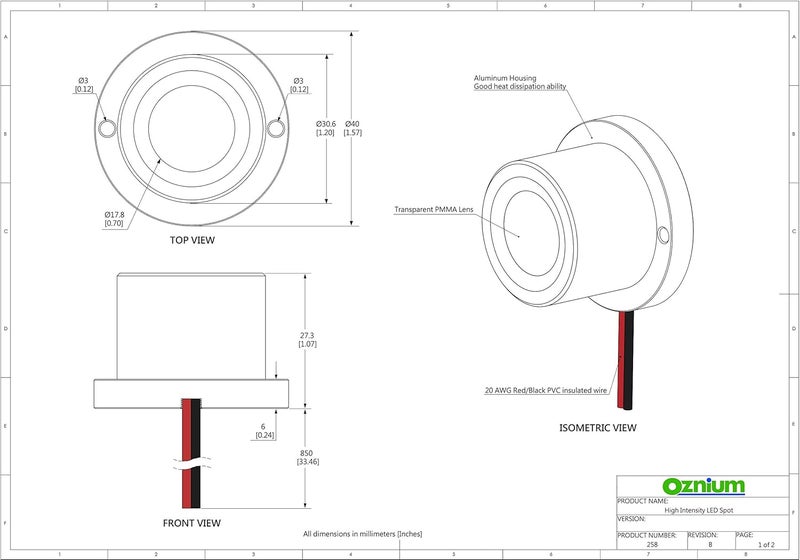 Oznium كشاف LED عالي الكثافة (هيكل أسود، LED أحمر) - Image 3