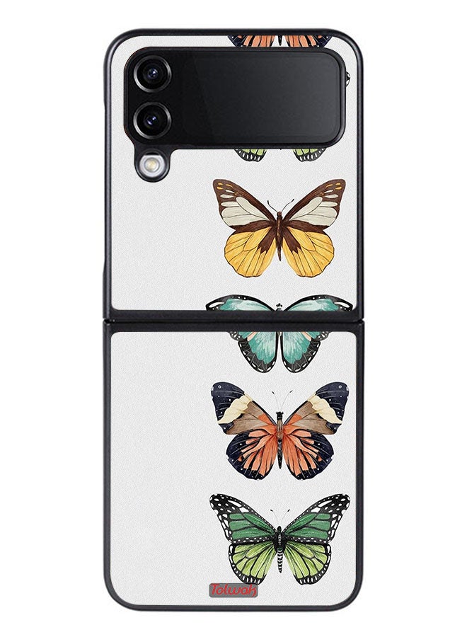 Tolwak Samsung Galaxy Z Flip 4 Protective Case Cover Four Butterflies - Image 1