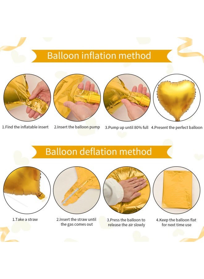 Biapian Foil Heart Balloons Gold, 10PCS Gold Heart Shape Balloons, 18inch Metallic Love Foil Balloons for Helium, Birthday Balloons Decorations for Golden Wedding, Valentines Day, Brithday Party, Anniversary - Image 3
