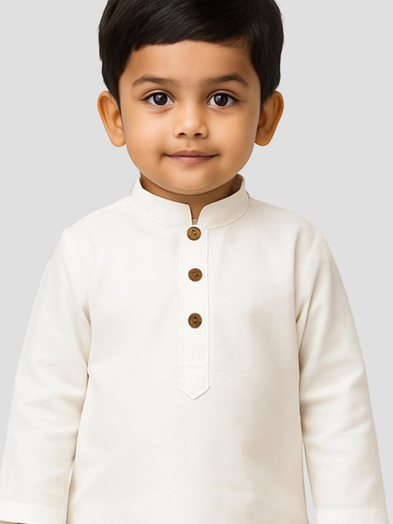 JBN Creation Boys' White Silk Blend Kurta and Pyjama Set_VASBKWH001nPDWH_34 - Image 2