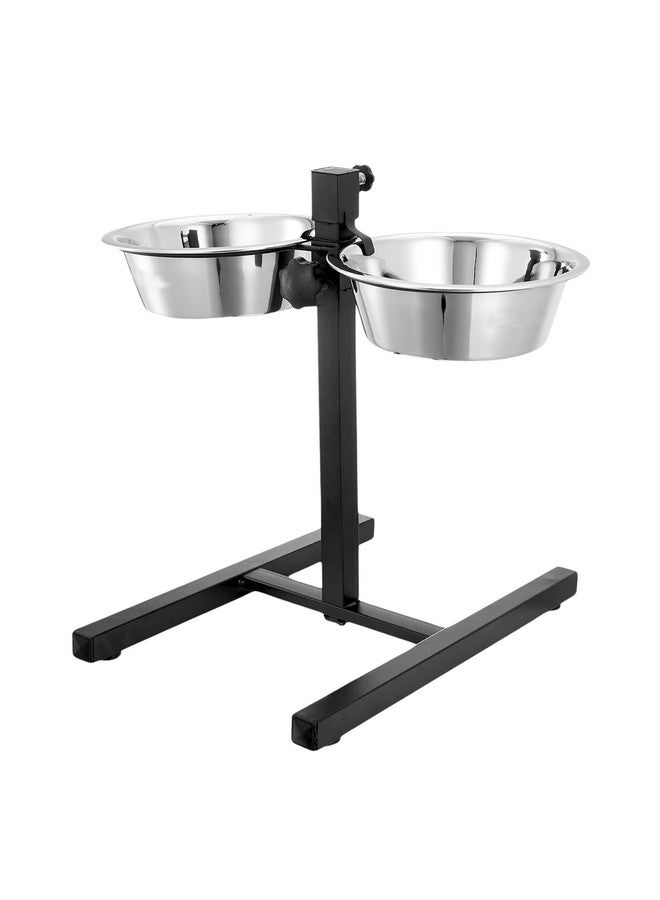 Pets Empire Double Diner Dog Bowl | Adjustable Elevated Pet Feeder Raised Dog Food Bowl | Dog Feeding Station H-Base Double Bowl Stand | Stainless Steel Removable Bowls | (Large) 1600 Ml X 2 - Image 1