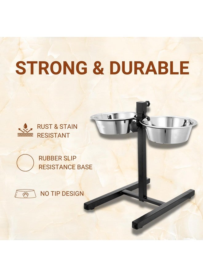 Pets Empire Double Diner Dog Bowl | Adjustable Elevated Pet Feeder Raised Dog Food Bowl | Dog Feeding Station H-Base Double Bowl Stand | Stainless Steel Removable Bowls | (Large) 1600 Ml X 2 - Image 5
