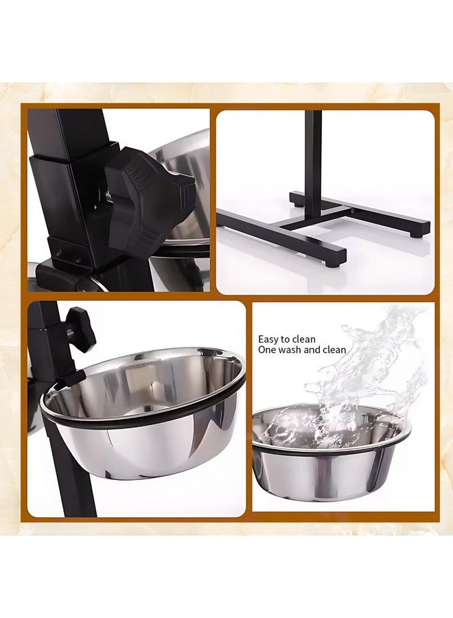 Pets Empire Double Diner Dog Bowl | Adjustable Elevated Pet Feeder Raised Dog Food Bowl | Dog Feeding Station H-Base Double Bowl Stand | Stainless Steel Removable Bowls | (Large) 1600 Ml X 2 - Image 4