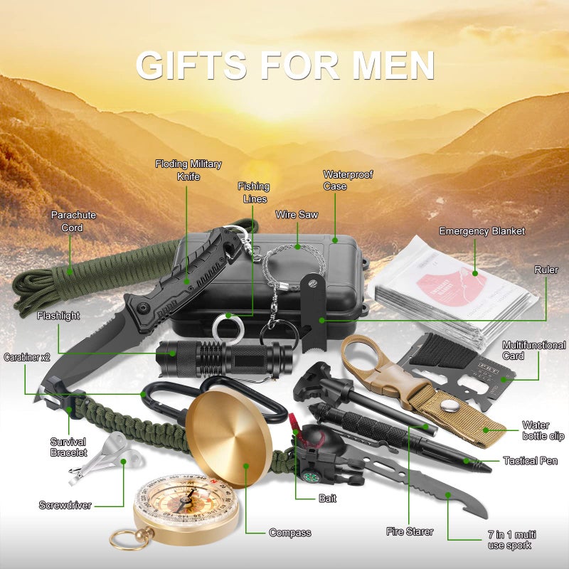 Verifygear Emergency Survival Kit, 22 in 1 Professional Survival Gear Equipment Tools First Aid Supplies for SOS Emergency Tactical Hiking Hunting Disaster Camping Adventures - Image 2