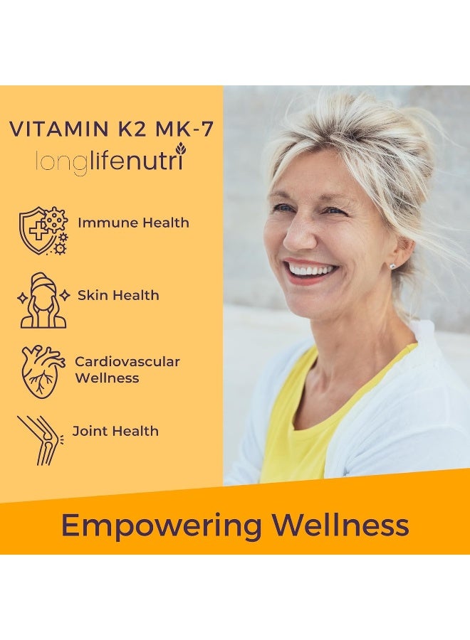 LongLifeNutri Vitamin K2 Capsules 120 Count for Adults - Image 4