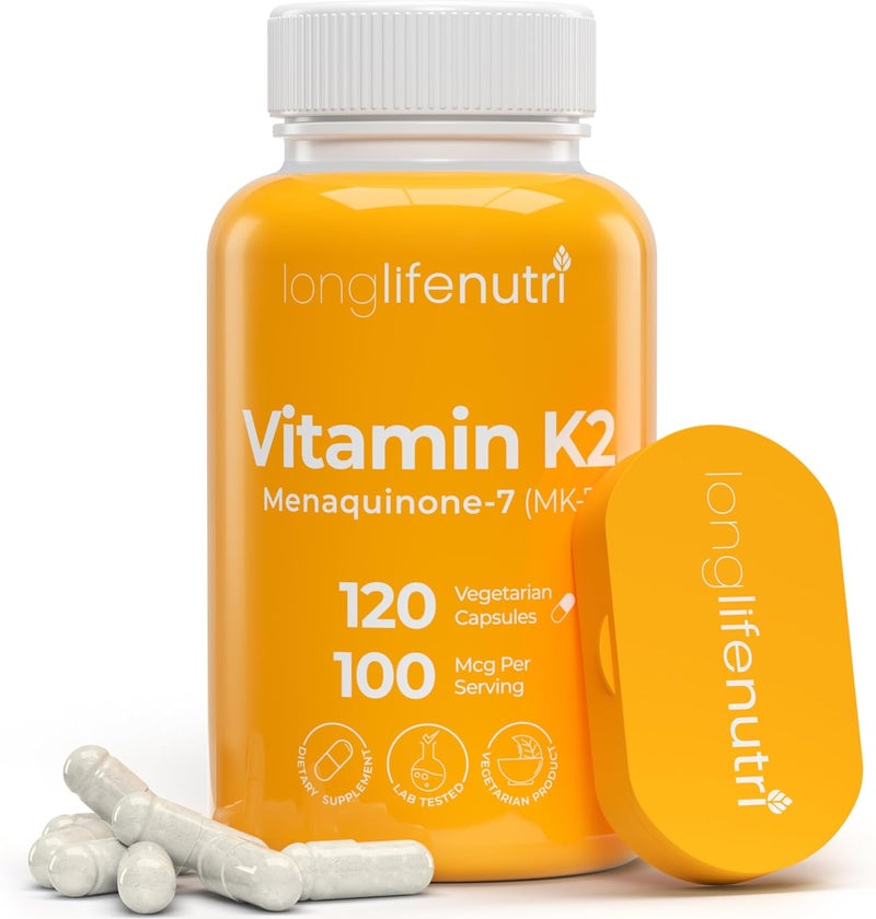LongLifeNutri Vitamin K2 Capsules 120 Count for Adults - Image 1