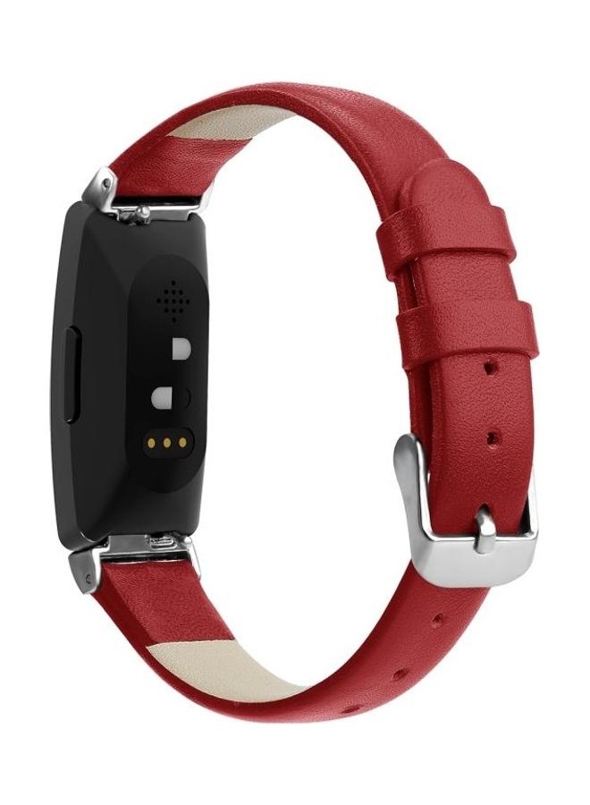 NIBEMINENT Leather Replacement Band For Fitbit Inspire/Inspire HR Red - Image 4