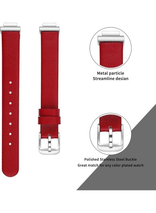 NIBEMINENT Leather Replacement Band For Fitbit Inspire/Inspire HR Red - Image 2