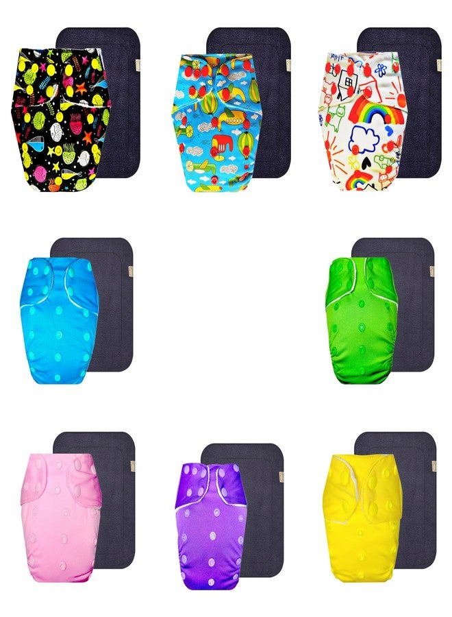 Dumbledo Premium Cloth Diaper with Black Insert (Pack of 8) | Hypoallergenic | Leakproof | Easy to Clean | Everyday Diapering Essential | 3 Months - 3 Years | Unisex Baby - Image 1