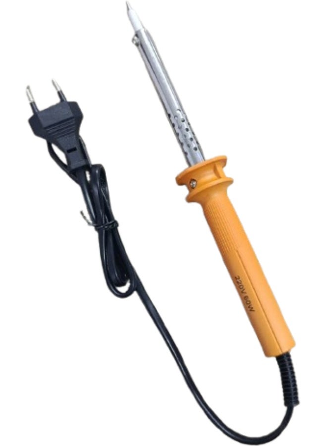 طقم مكواة لحام احترافية 30 واط، 40 واط، 60 واط مع سلك لحام 0.8 مم مجموعة لحام كهربائية كاملة لإصلاحات الإلكترونيات المنزلية والمشاريع المنزلية، لون برتقالي - Image 1