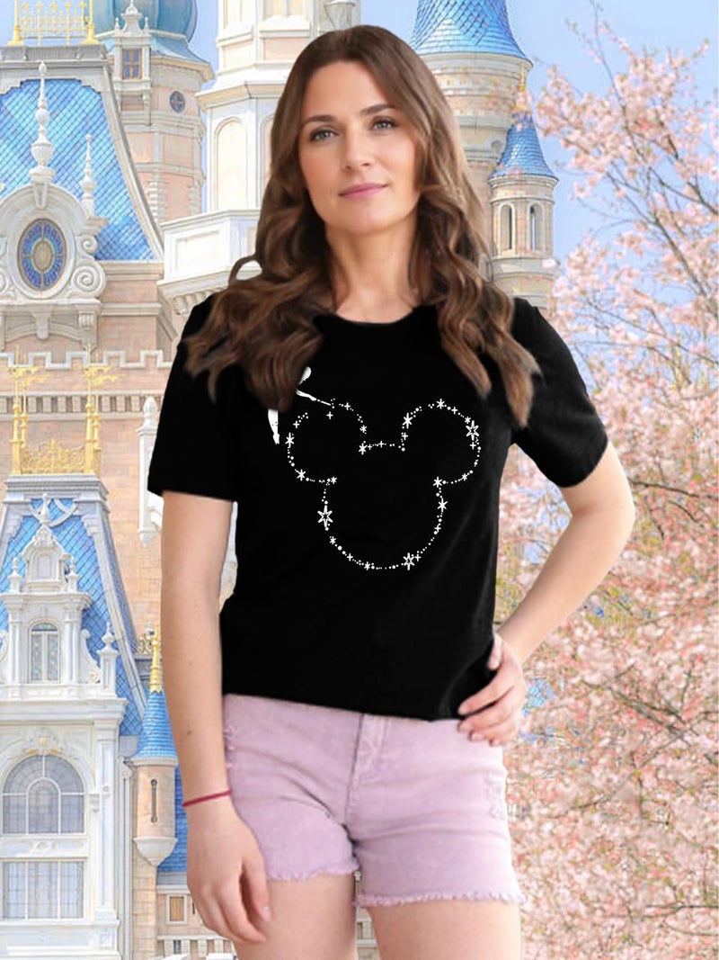 COSYOUNGER Magic Kingdom Castle Shirt - Casual Vacation Holiday Short Sleeve Boho Cute Top - Black XXL - Image 4