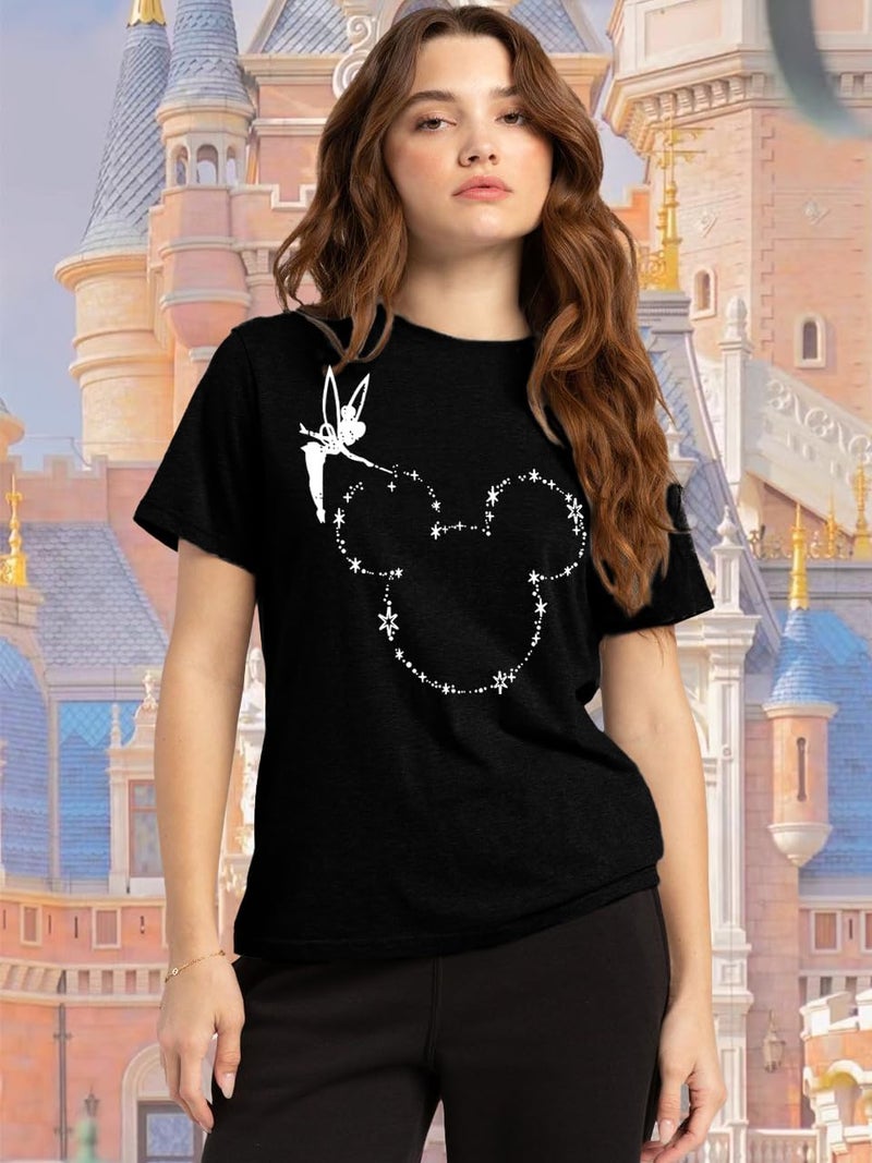 COSYOUNGER Magic Kingdom Castle Shirt - Casual Vacation Holiday Short Sleeve Boho Cute Top - Black XXL - Image 2