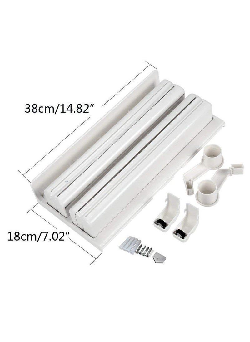 Generic - 3 in 1 Kitchen Triple Paper Dispenser & Holder Paper/Foil/Cling Wrap - 3 in 1 Wrap Centre Holds Silver Foil, Plastic Wrap, and Paper Towels-White - Image 1