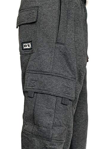 DREAM USA Men's Heavyweight Fleece Cargo Sweatpants, Charcoal, XX-Large - Image 3