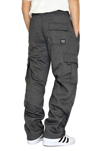 DREAM USA Men's Heavyweight Fleece Cargo Sweatpants, Charcoal, XX-Large - Image 2