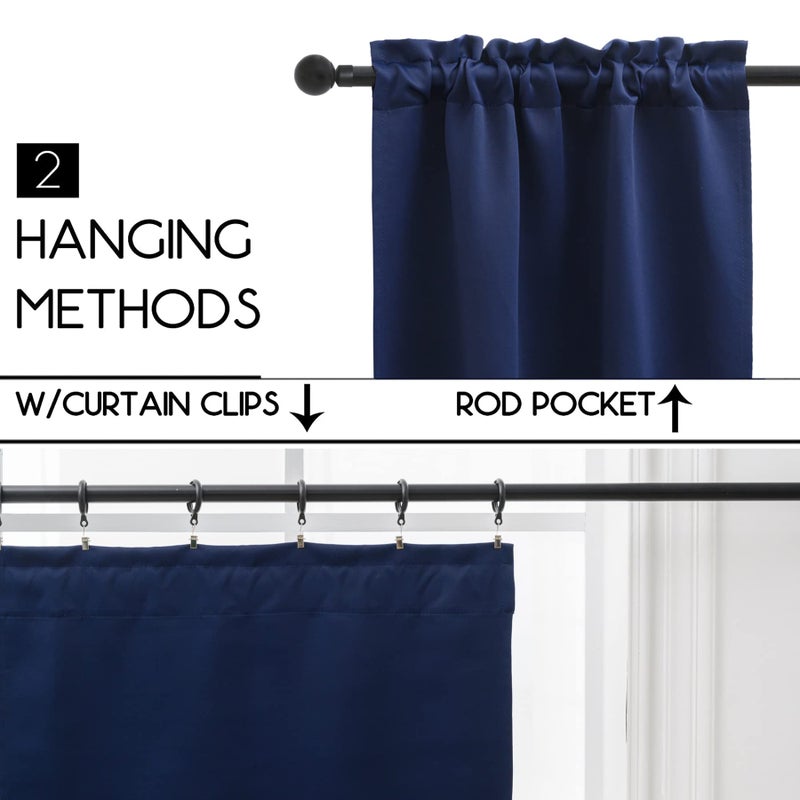 Pickluc 24 Inch Long Tier Curtains for Small Window Treatment, Short Blackout Curtain with Rod Pocket - Half Window Curtains for Kitchen, Cabinet, Basement, Camper, 2 Panels, Navy, 30 Inches Wideâ€¦ - Image 3