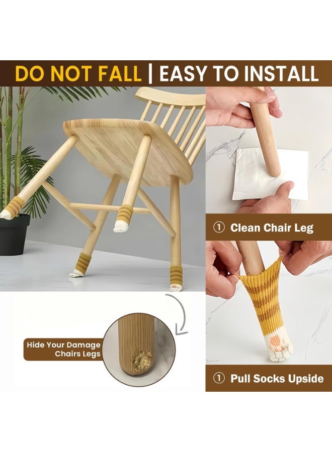 SYOSI 16-Pcs Cat Paw Chair Socks, Knitted Floor Protectors for Chair/Stool Legs, Non-Scratch Furniture Socks for Wood Floors, Noise Reduction Leg Covers for Home, Dining Room, Fit Round/Square Legs - Image 3