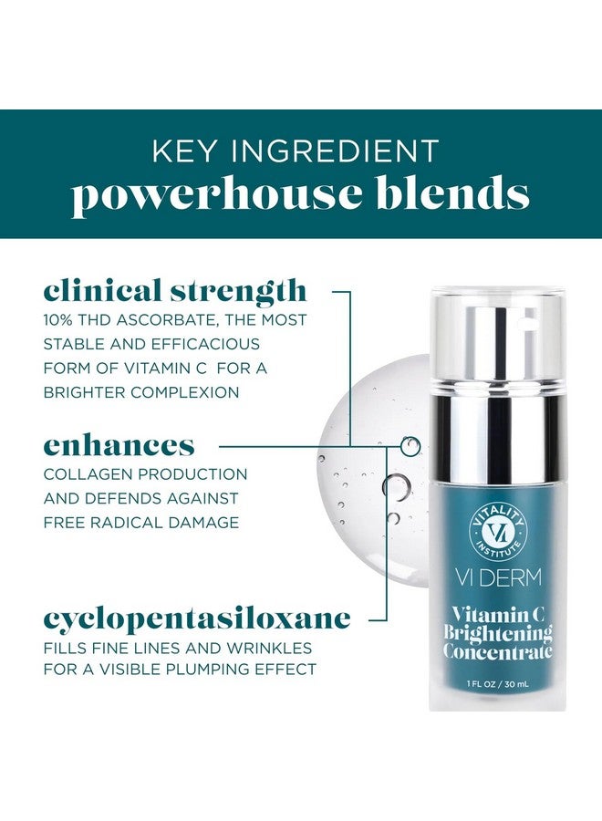 Vi Derm Vitamin C Brightening Concentrate With Superconcentrated Formula Enhances Collagen Production Reduces Uv Damage And Prevents Further Pigmentation 1 Fl Oz / 30 Ml - Image 2