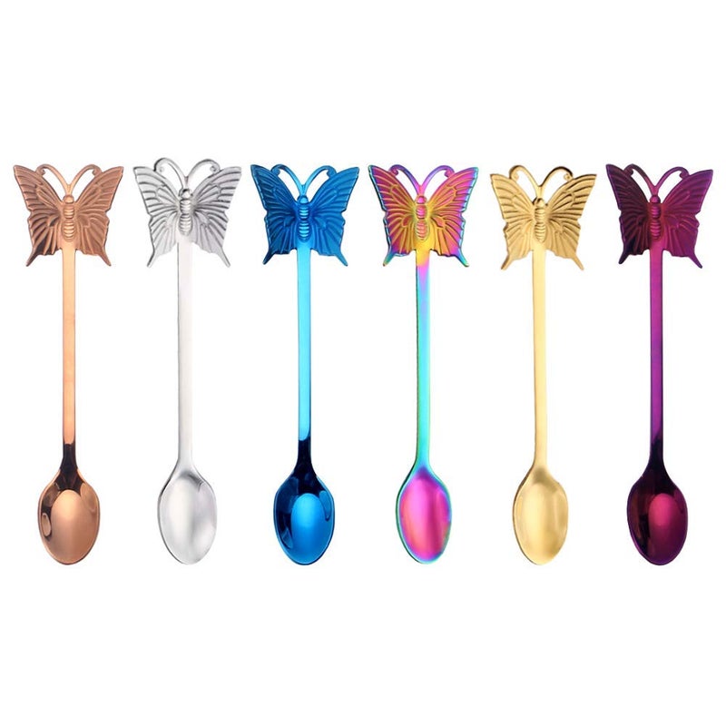 Gracelife 6Pack Coffee Spoons Rainbow Colorful Teaspoon Dessert Espresso Stainless Steel Stirring Spoon