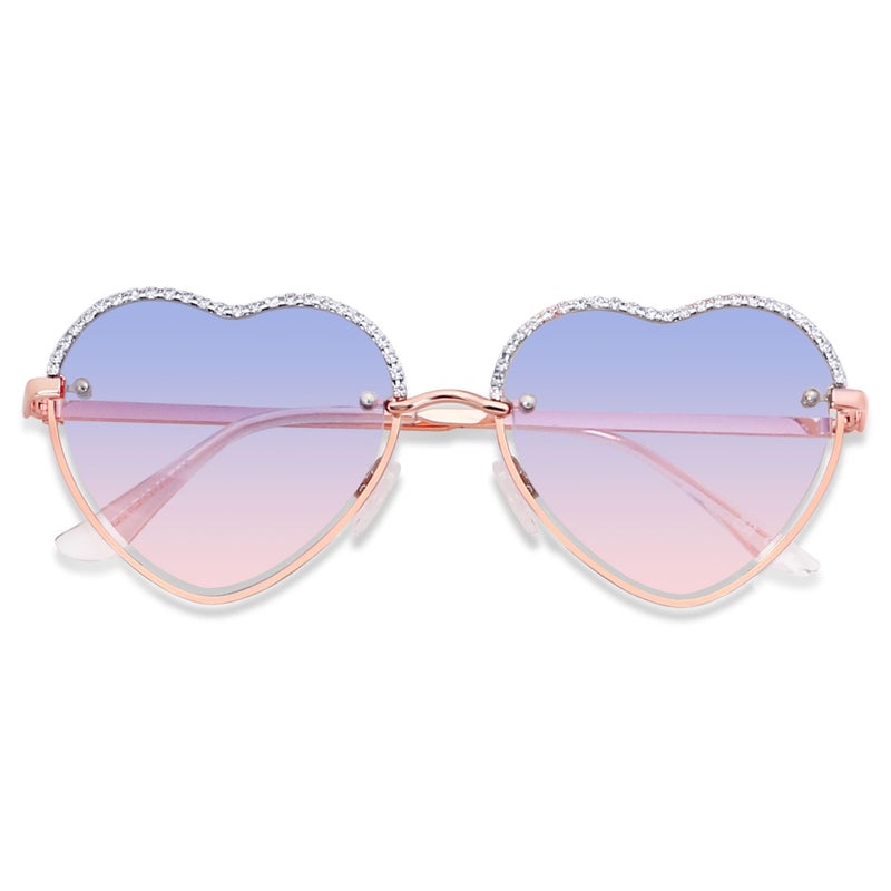 ANDWOOD Trendy Heart Shaped Sunglasses Womens Rhinestone Love Eye Sun glasses Metal Lovely Fashion Diamond Sunnies - Image 1