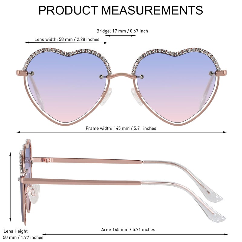 ANDWOOD Trendy Heart Shaped Sunglasses Womens Rhinestone Love Eye Sun glasses Metal Lovely Fashion Diamond Sunnies - Image 5
