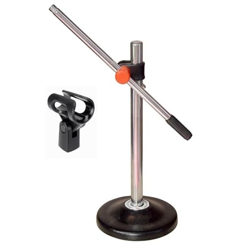 kh Iron Base Universal Microphone Stand for Desktop/Table/Floor Stand for Harmonium, Tabla, Podcasting (Type I) - Image 1