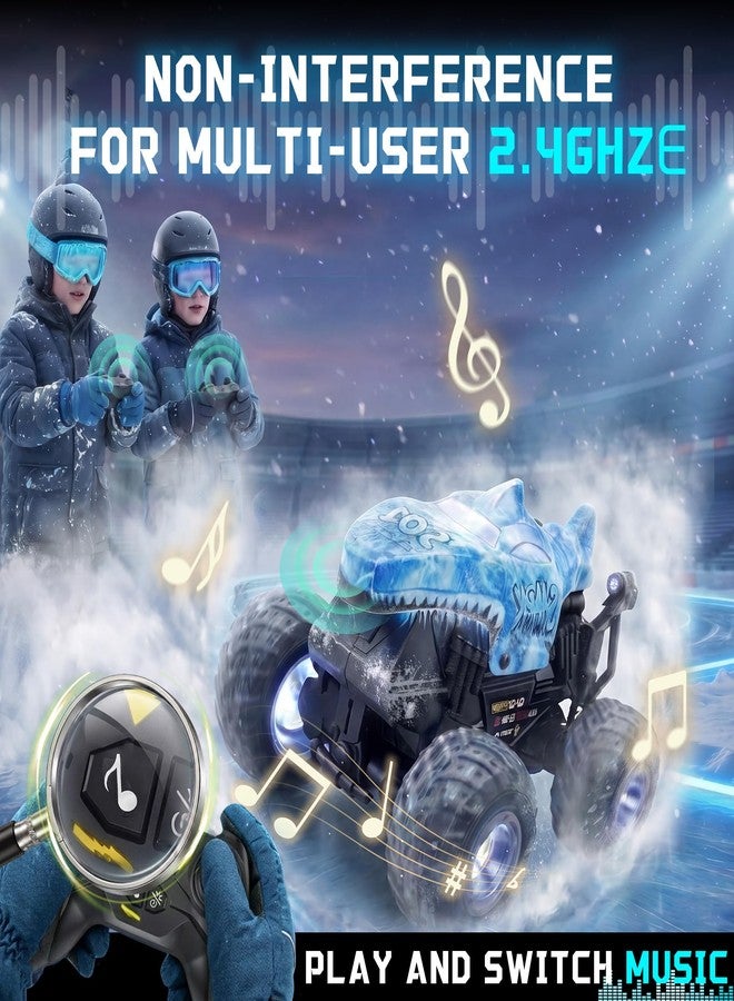 BEZGAR 1:20 Monster Truck Toys, 360°Stunt RC Cars with 2 Batteries, Rotation Monster Trucks with Music and Lights, Remote Control Car for Boys 4 5 6 7 8 9 Years Old (Ice Blue) - Image 3