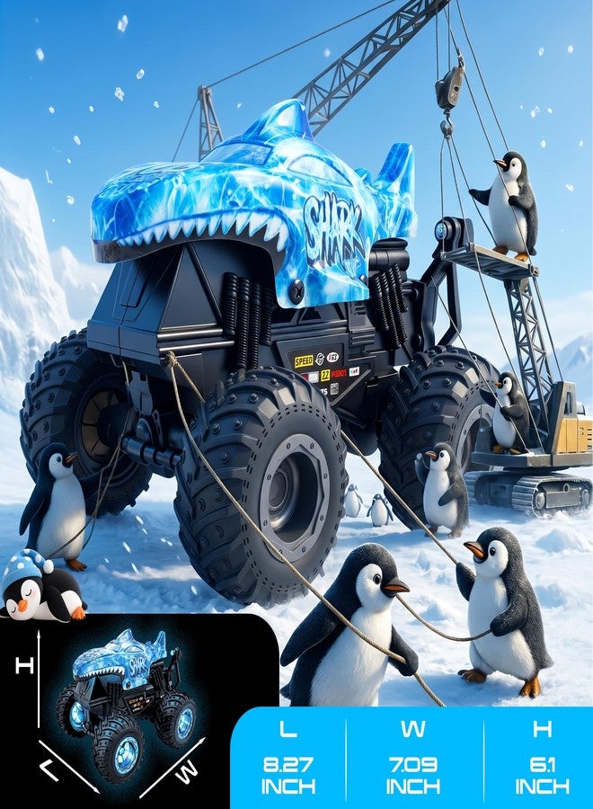 BEZGAR 1:20 Monster Truck Toys, 360°Stunt RC Cars with 2 Batteries, Rotation Monster Trucks with Music and Lights, Remote Control Car for Boys 4 5 6 7 8 9 Years Old (Ice Blue) - Image 5