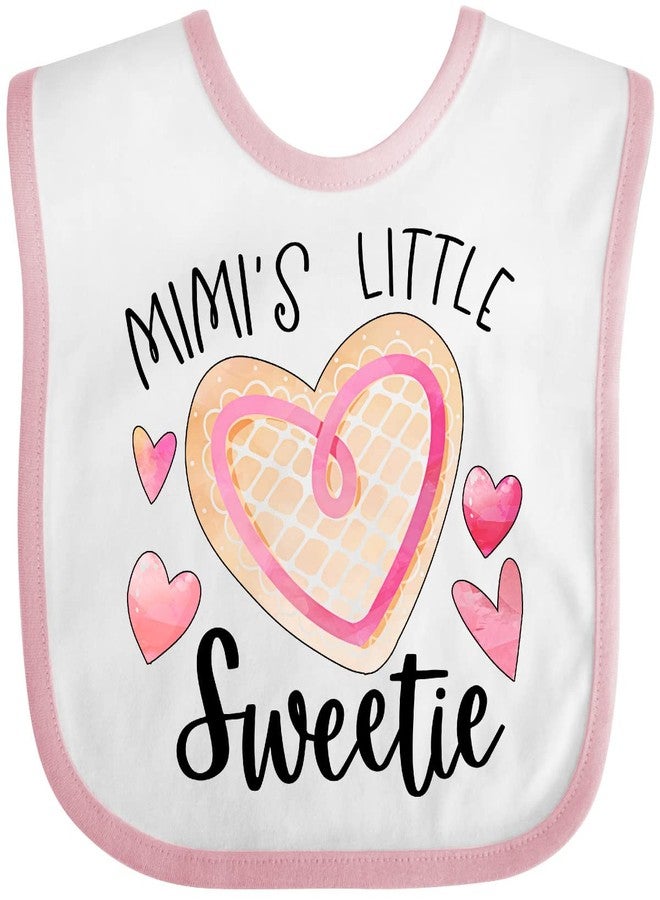 inktastic Mimi's Little Sweetie with Heart Cookie Baby Bib White and Pink 3a239 - Image 1