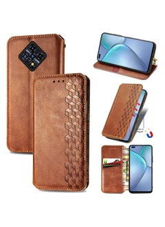 HuHa Case Cover For For Infinix Zero 8 Cubic Grid Pressed Horizontal Flip Magnetic Leather Case with Holder & Card Slots & Wallet(Brown) 